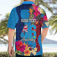 Personalised Tuvalu Independence Day Hawaiian Shirt 1st October 46th Anniversary Polynesian Jungle Flower LT03 - Polynesian Pride