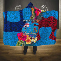 Personalised Tuvalu Independence Day Hooded Blanket 1st October 46th Anniversary Polynesian Jungle Flower LT03 - Polynesian Pride