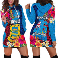Personalised Tuvalu Independence Day Hoodie Dress 1st October 46th Anniversary Polynesian Jungle Flower LT03 - Polynesian Pride