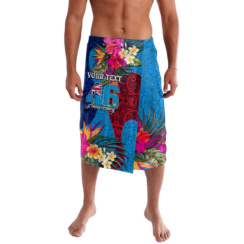 Personalised Tuvalu Independence Day Lavalava 1st October 46th Anniversary Polynesian Jungle Flower