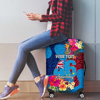 Personalised Tuvalu Independence Day Luggage Cover 1st October 46th Anniversary Polynesian Jungle Flower LT03 - Polynesian Pride