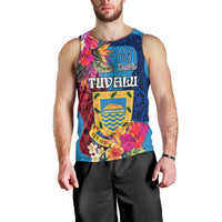 Personalised Tuvalu Independence Day Men Tank Top 1st October 46th Anniversary Polynesian Jungle Flower LT03 - Polynesian Pride