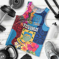 Personalised Tuvalu Independence Day Men Tank Top 1st October 46th Anniversary Polynesian Jungle Flower LT03 - Polynesian Pride