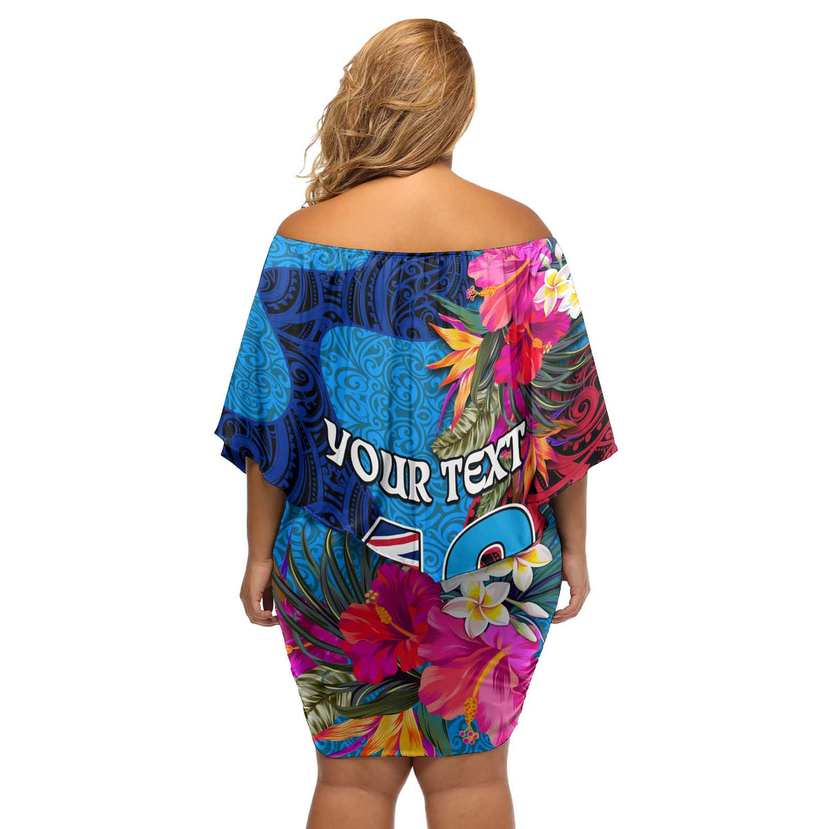 Personalised Tuvalu Independence Day Off Shoulder Short Dress 1st October 46th Anniversary Polynesian Jungle Flower LT03 - Polynesian Pride