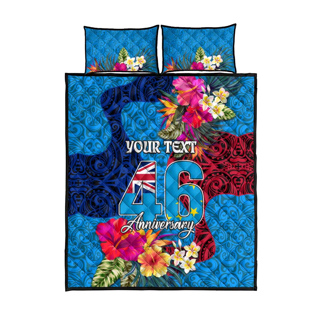 Personalised Tuvalu Independence Day Quilt Bed Set 1st October 46th Anniversary Polynesian Jungle Flower LT03 - Polynesian Pride
