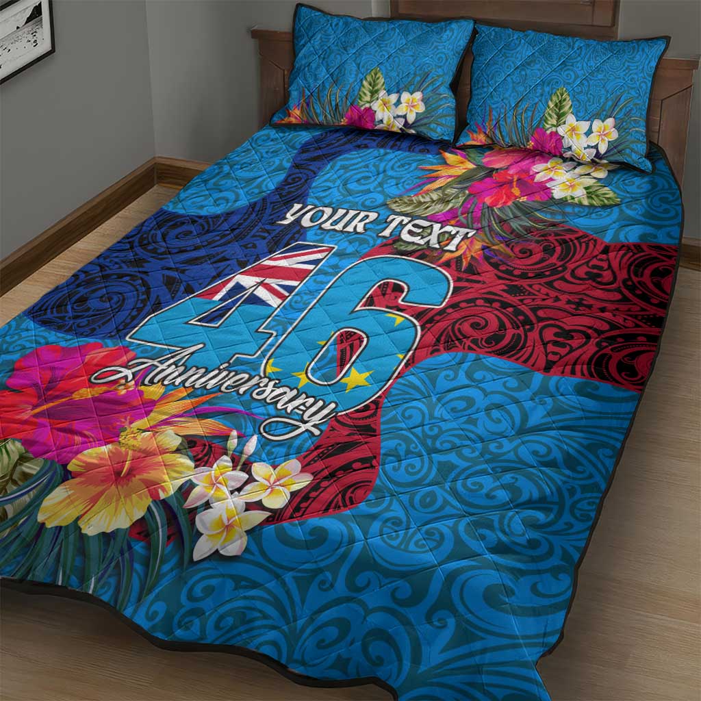 Personalised Tuvalu Independence Day Quilt Bed Set 1st October 46th Anniversary Polynesian Jungle Flower LT03 - Polynesian Pride