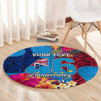 Personalised Tuvalu Independence Day Round Carpet 1st October 46th Anniversary Polynesian Jungle Flower