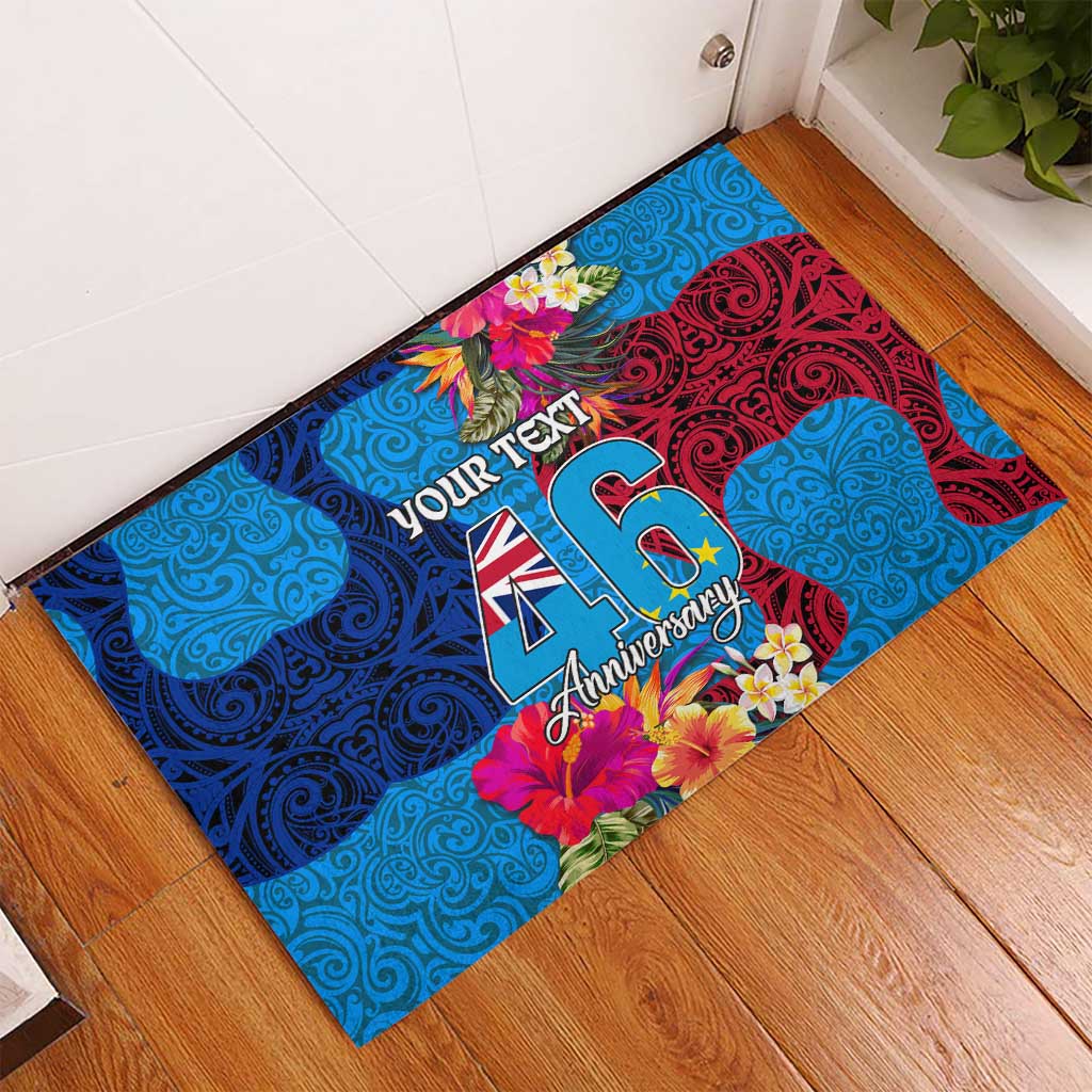 Personalised Tuvalu Independence Day Rubber Doormat 1st October 46th Anniversary Polynesian Jungle Flower LT03 - Polynesian Pride