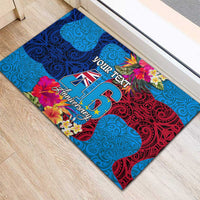 Personalised Tuvalu Independence Day Rubber Doormat 1st October 46th Anniversary Polynesian Jungle Flower LT03 - Polynesian Pride