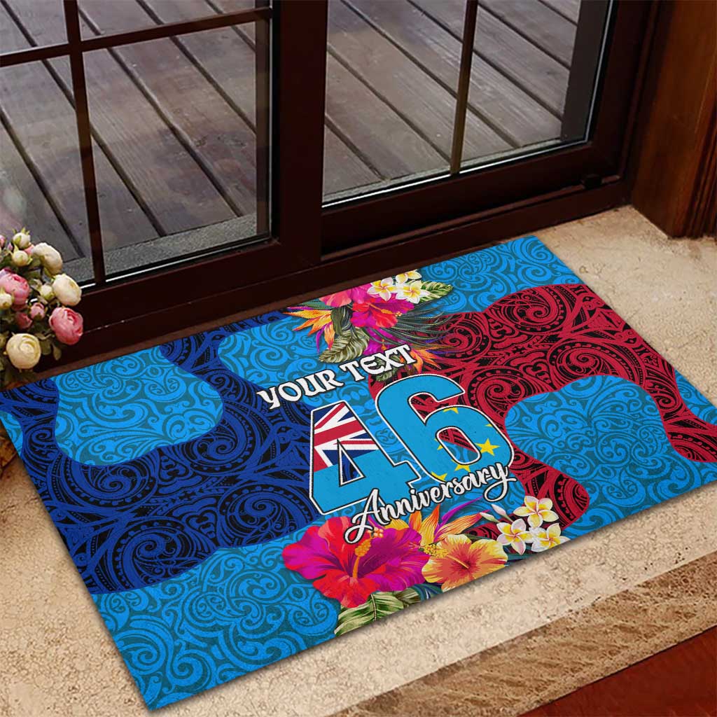 Personalised Tuvalu Independence Day Rubber Doormat 1st October 46th Anniversary Polynesian Jungle Flower LT03 - Polynesian Pride