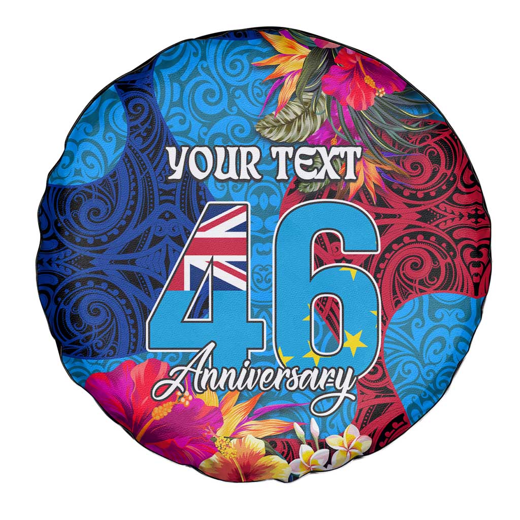Personalised Tuvalu Independence Day Spare Tire Cover 1st October 46th Anniversary Polynesian Jungle Flower LT03 - Polynesian Pride