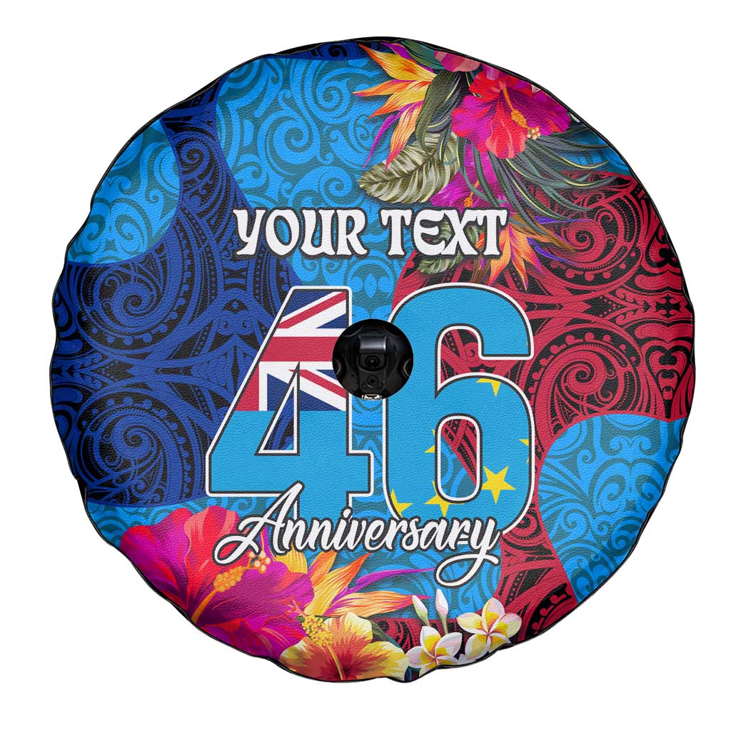Personalised Tuvalu Independence Day Spare Tire Cover 1st October 46th Anniversary Polynesian Jungle Flower LT03 - Polynesian Pride