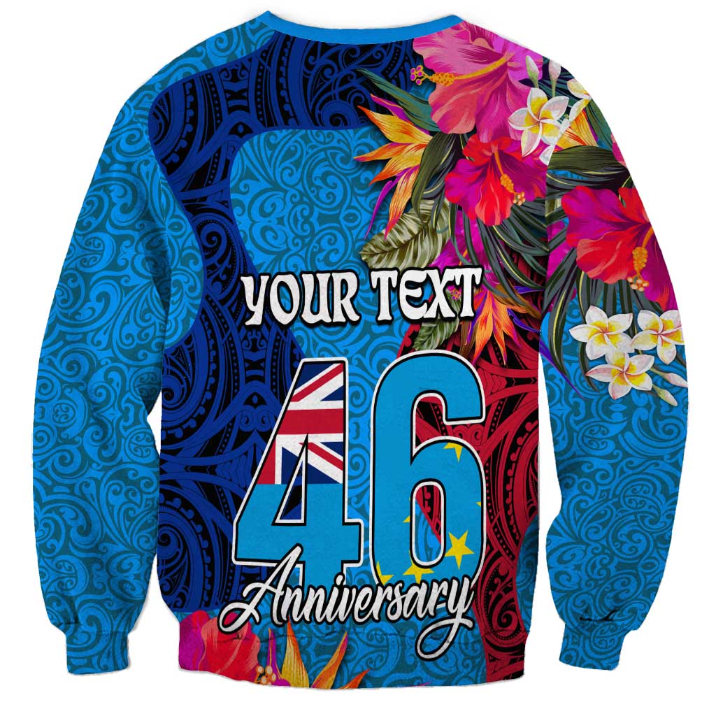 Personalised Tuvalu Independence Day Sweatshirt 1st October 46th Anniversary Polynesian Jungle Flower LT03 - Polynesian Pride