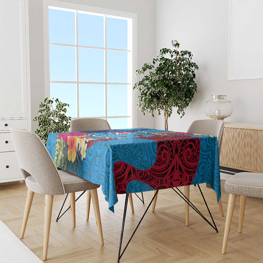 Personalised Tuvalu Independence Day Tablecloth 1st October 46th Anniversary Polynesian Jungle Flower LT03 - Polynesian Pride