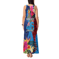 Personalised Tuvalu Independence Day Tank Maxi Dress 1st October 46th Anniversary Polynesian Jungle Flower LT03 - Polynesian Pride