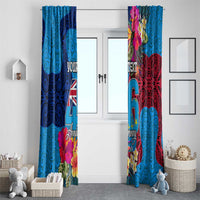 Personalised Tuvalu Independence Day Window Curtain 1st October 46th Anniversary Polynesian Jungle Flower LT03 - Polynesian Pride