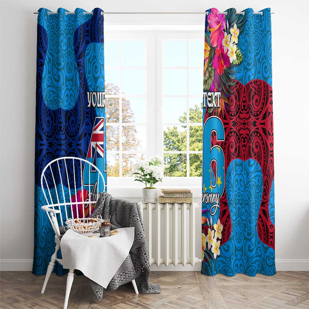 Personalised Tuvalu Independence Day Window Curtain 1st October 46th Anniversary Polynesian Jungle Flower LT03 - Polynesian Pride