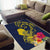 Niue Independence Day Area Rug Hiapo Pattern Hibiscus Plumeria and Uga