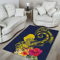 Niue Independence Day Area Rug Hiapo Pattern Hibiscus Plumeria and Uga