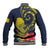 Niue Independence Day Baseball Jacket Hiapo Pattern Hibiscus Plumeria and Uga