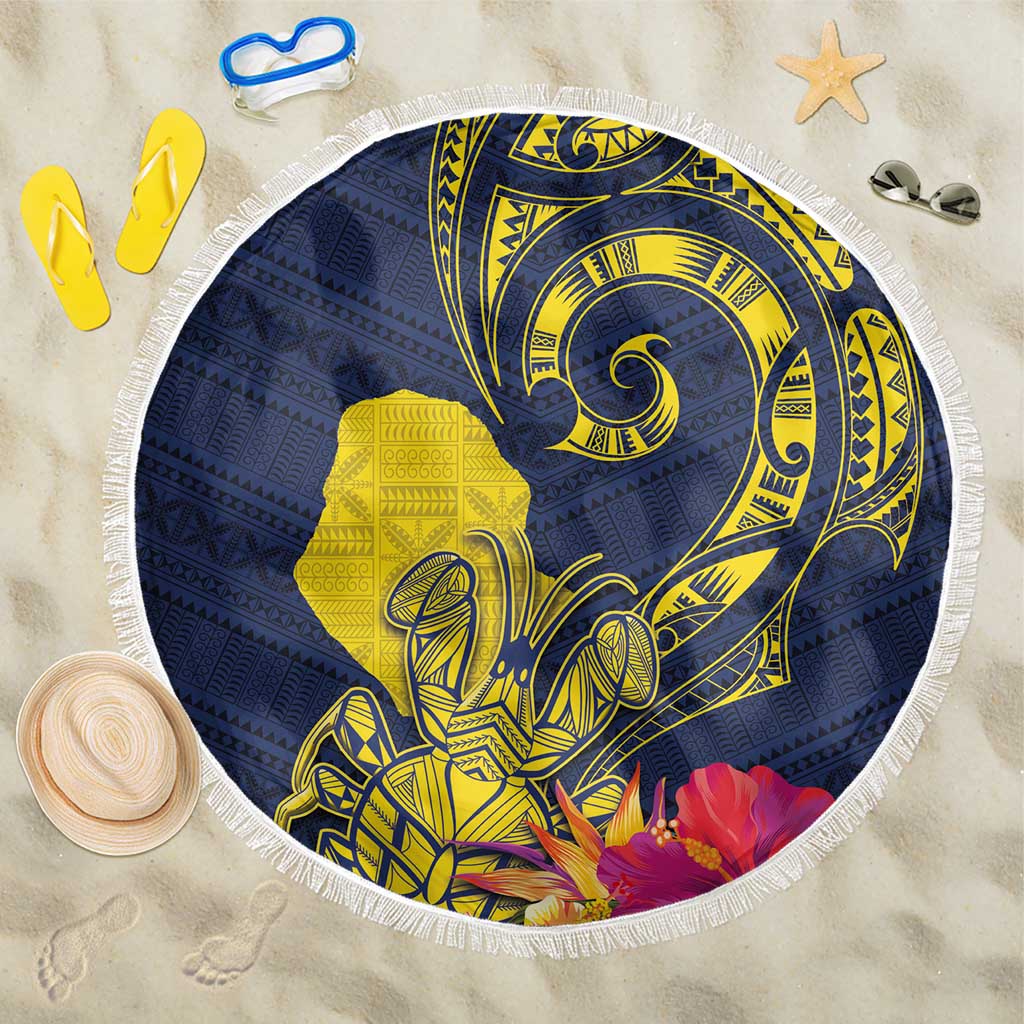 Niue Independence Day Beach Blanket Hiapo Pattern Hibiscus Plumeria and Uga LT03 One Size 150cm Yellow - Polynesian Pride