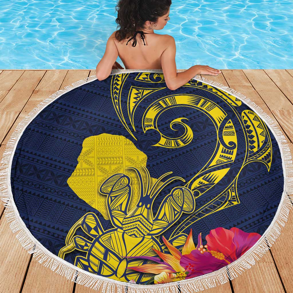 Niue Independence Day Beach Blanket Hiapo Pattern Hibiscus Plumeria and Uga LT03 - Polynesian Pride