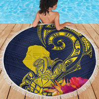Niue Independence Day Beach Blanket Hiapo Pattern Hibiscus Plumeria and Uga LT03 - Polynesian Pride