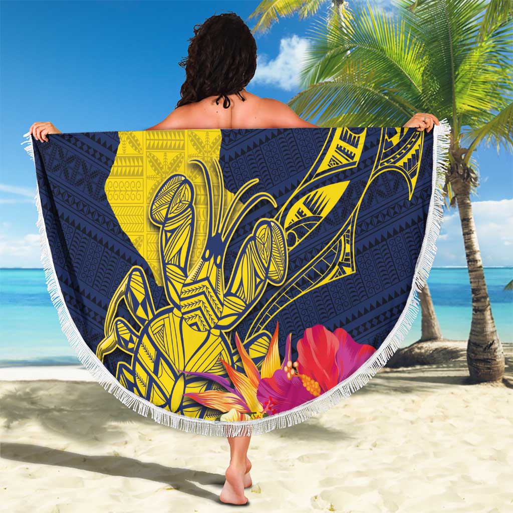 Niue Independence Day Beach Blanket Hiapo Pattern Hibiscus Plumeria and Uga LT03 - Polynesian Pride