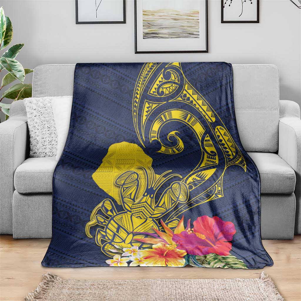 Niue Independence Day Blanket Hiapo Pattern Hibiscus Plumeria and Uga LT03 - Polynesian Pride
