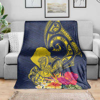 Niue Independence Day Blanket Hiapo Pattern Hibiscus Plumeria and Uga LT03 - Polynesian Pride