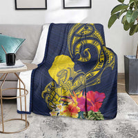 Niue Independence Day Blanket Hiapo Pattern Hibiscus Plumeria and Uga LT03 - Polynesian Pride