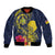 Niue Independence Day Bomber Jacket Hiapo Pattern Hibiscus Plumeria and Uga