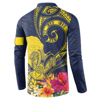 Niue Independence Day Button Sweatshirt Hiapo Pattern Hibiscus Plumeria and Uga LT03 - Polynesian Pride