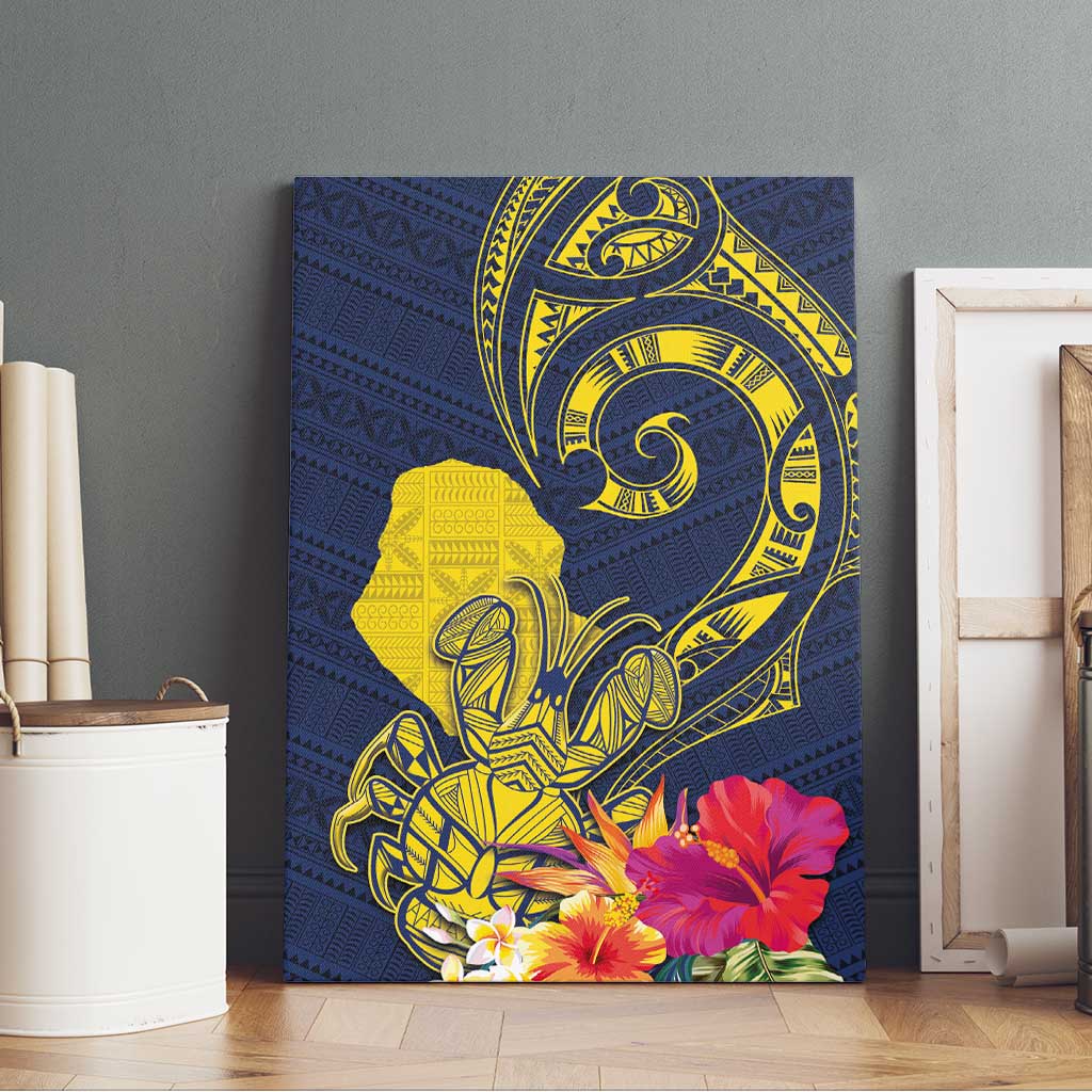 Niue Independence Day Canvas Wall Art Hiapo Pattern Hibiscus Plumeria and Uga LT03 - Polynesian Pride