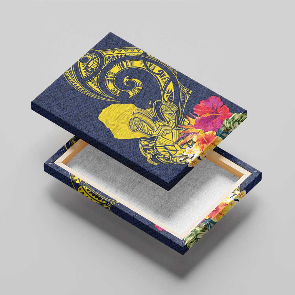 Niue Independence Day Canvas Wall Art Hiapo Pattern Hibiscus Plumeria and Uga LT03 - Polynesian Pride