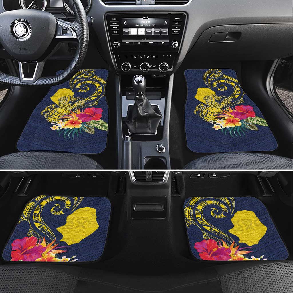 Niue Independence Day Car Mats Hiapo Pattern Hibiscus Plumeria and Uga