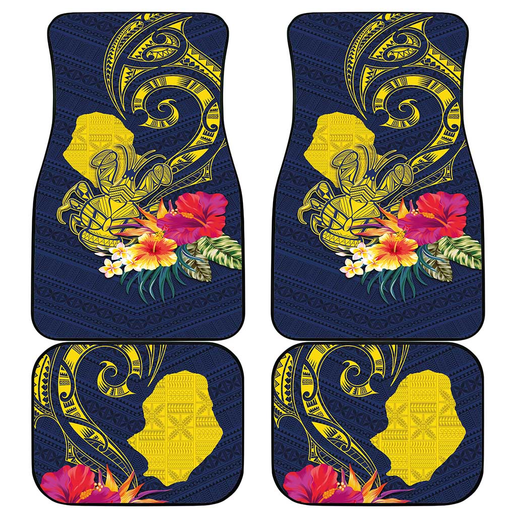 Niue Independence Day Car Mats Hiapo Pattern Hibiscus Plumeria and Uga LT03 - Polynesian Pride