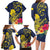 Niue Independence Day Family Matching Long Sleeve Bodycon Dress and Hawaiian Shirt Hiapo Pattern Hibiscus Plumeria and Uga