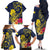 Niue Independence Day Family Matching Off The Shoulder Long Sleeve Dress and Hawaiian Shirt Hiapo Pattern Hibiscus Plumeria and Uga