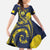 Niue Independence Day Family Matching Off Shoulder Maxi Dress and Hawaiian Shirt Hiapo Pattern Hibiscus Plumeria and Uga