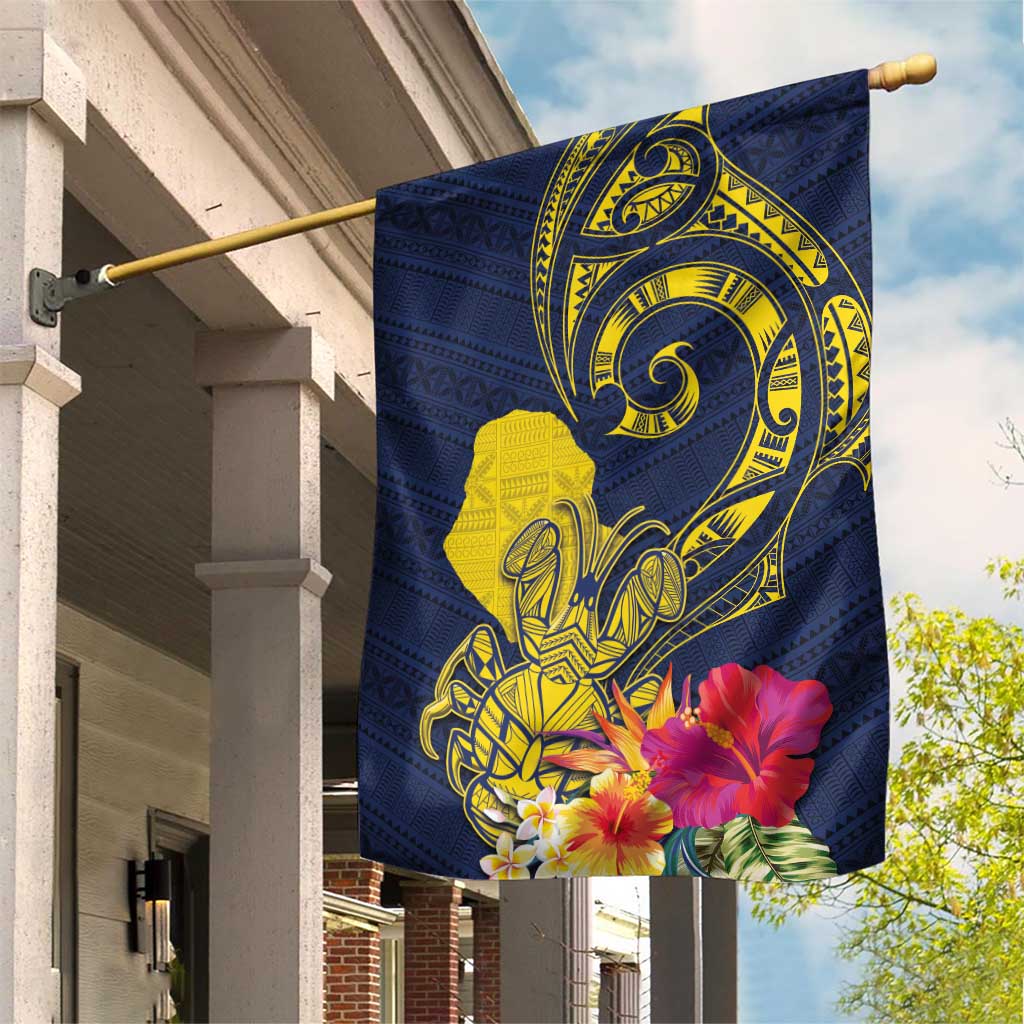 Niue Independence Day Garden Flag Hiapo Pattern Hibiscus Plumeria and Uga LT03 House Flag Yellow - Polynesian Pride