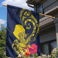 Niue Independence Day Garden Flag Hiapo Pattern Hibiscus Plumeria and Uga LT03 - Polynesian Pride