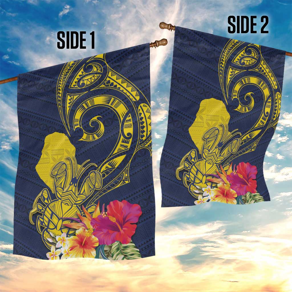 Niue Independence Day Garden Flag Hiapo Pattern Hibiscus Plumeria and Uga LT03 - Polynesian Pride