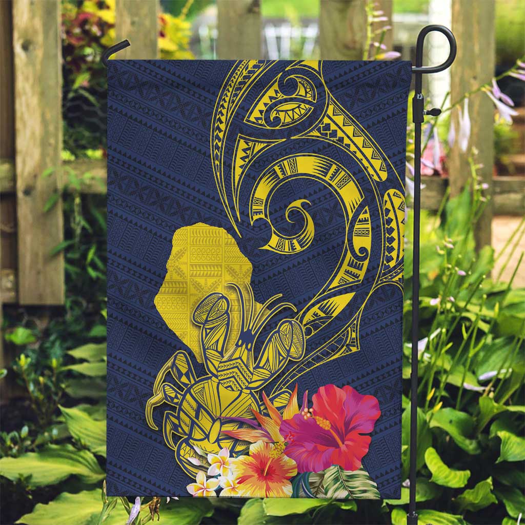 Niue Independence Day Garden Flag Hiapo Pattern Hibiscus Plumeria and Uga LT03 Garden Flag Yellow - Polynesian Pride