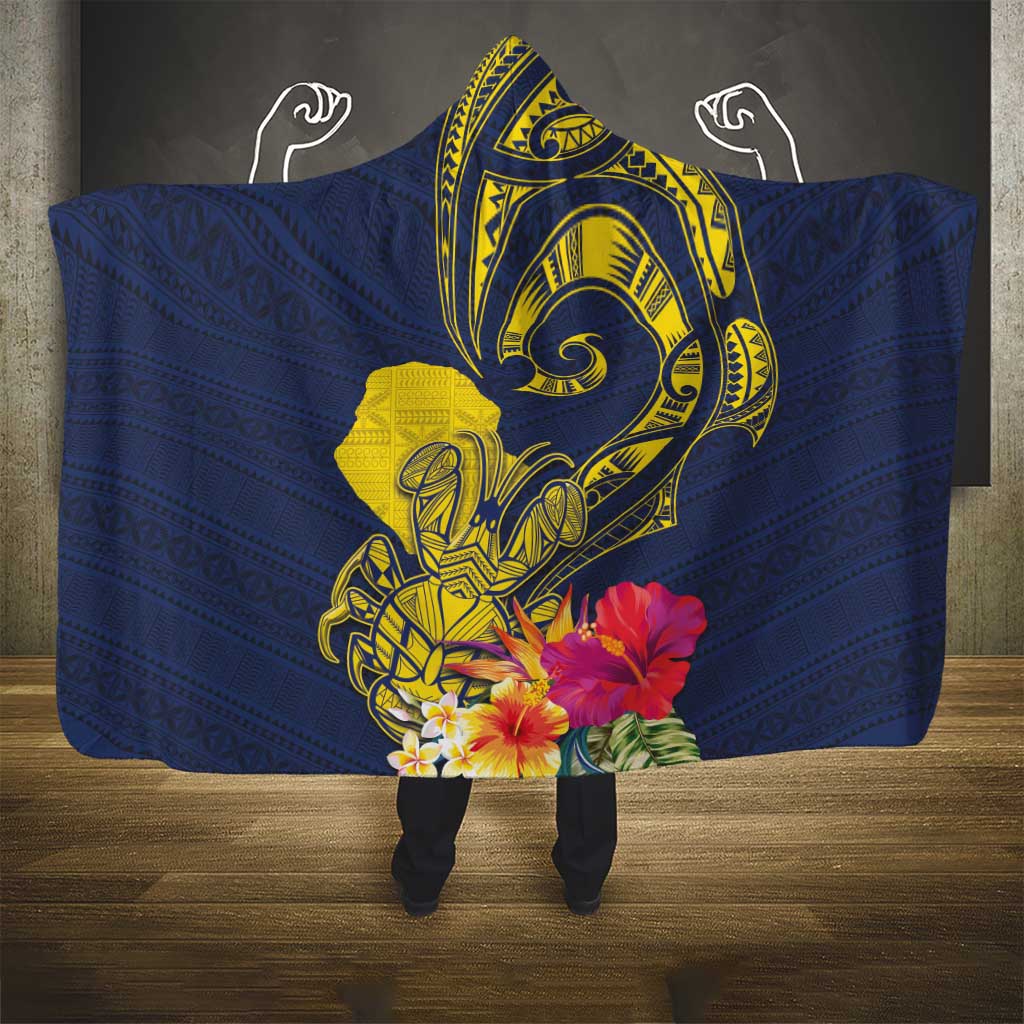 Niue Independence Day Hooded Blanket Hiapo Pattern Hibiscus Plumeria and Uga LT03 - Polynesian Pride