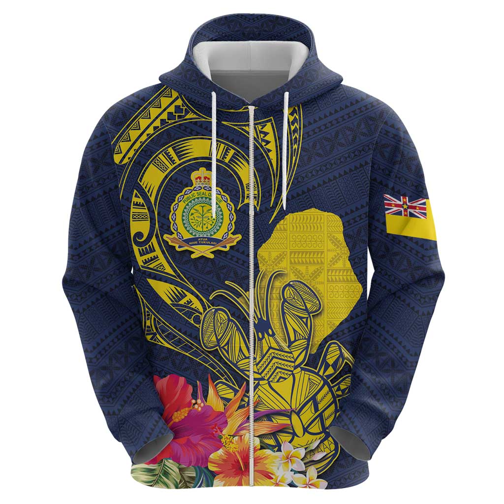 Niue Independence Day Hoodie Hiapo Pattern Hibiscus Plumeria and Uga