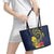 Niue Independence Day Leather Tote Bag Hiapo Pattern Hibiscus Plumeria and Uga