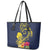 Niue Independence Day Leather Tote Bag Hiapo Pattern Hibiscus Plumeria and Uga