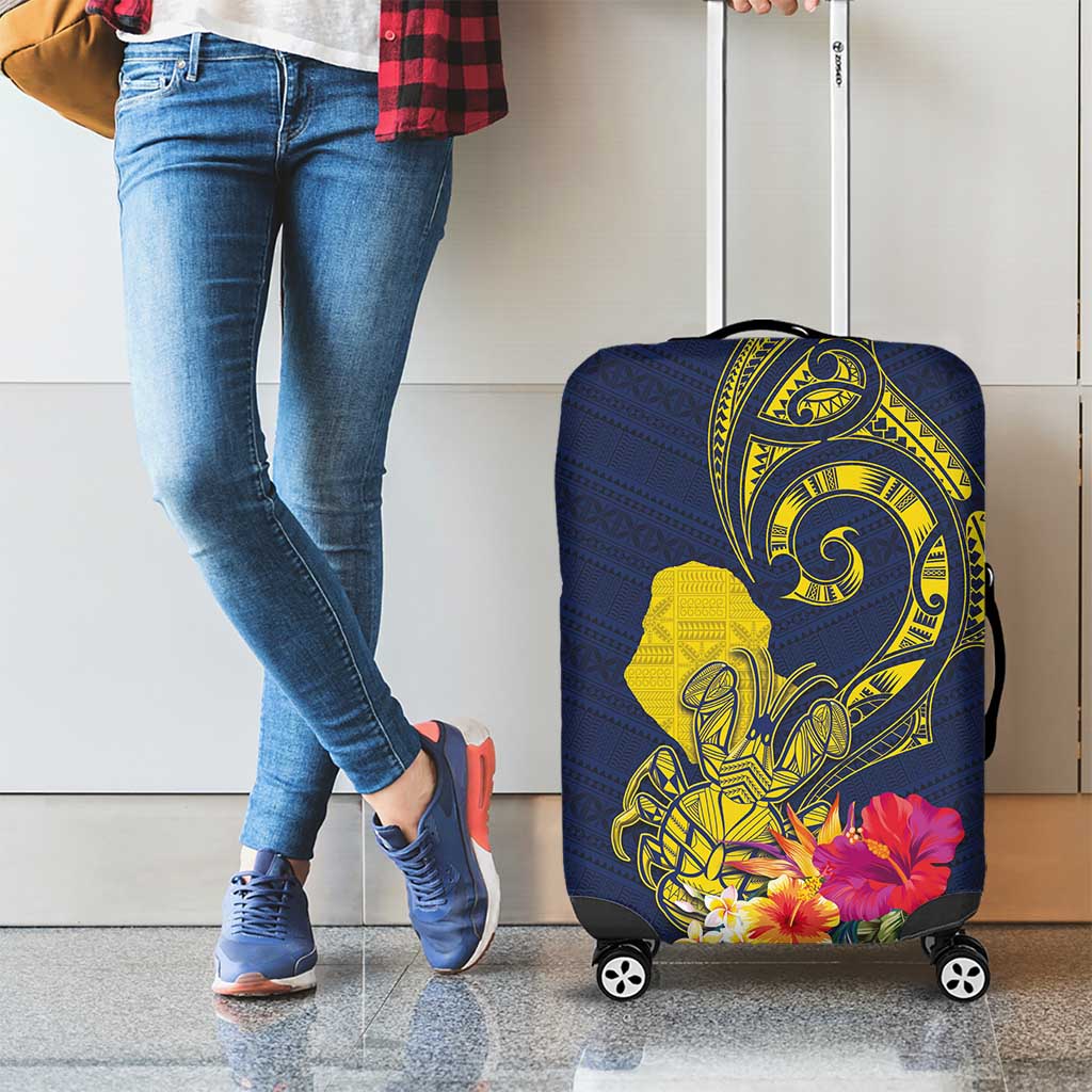 Niue Independence Day Luggage Cover Hiapo Pattern Hibiscus Plumeria and Uga LT03 - Polynesian Pride