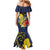 Niue Independence Day Mermaid Dress Hiapo Pattern Hibiscus Plumeria and Uga